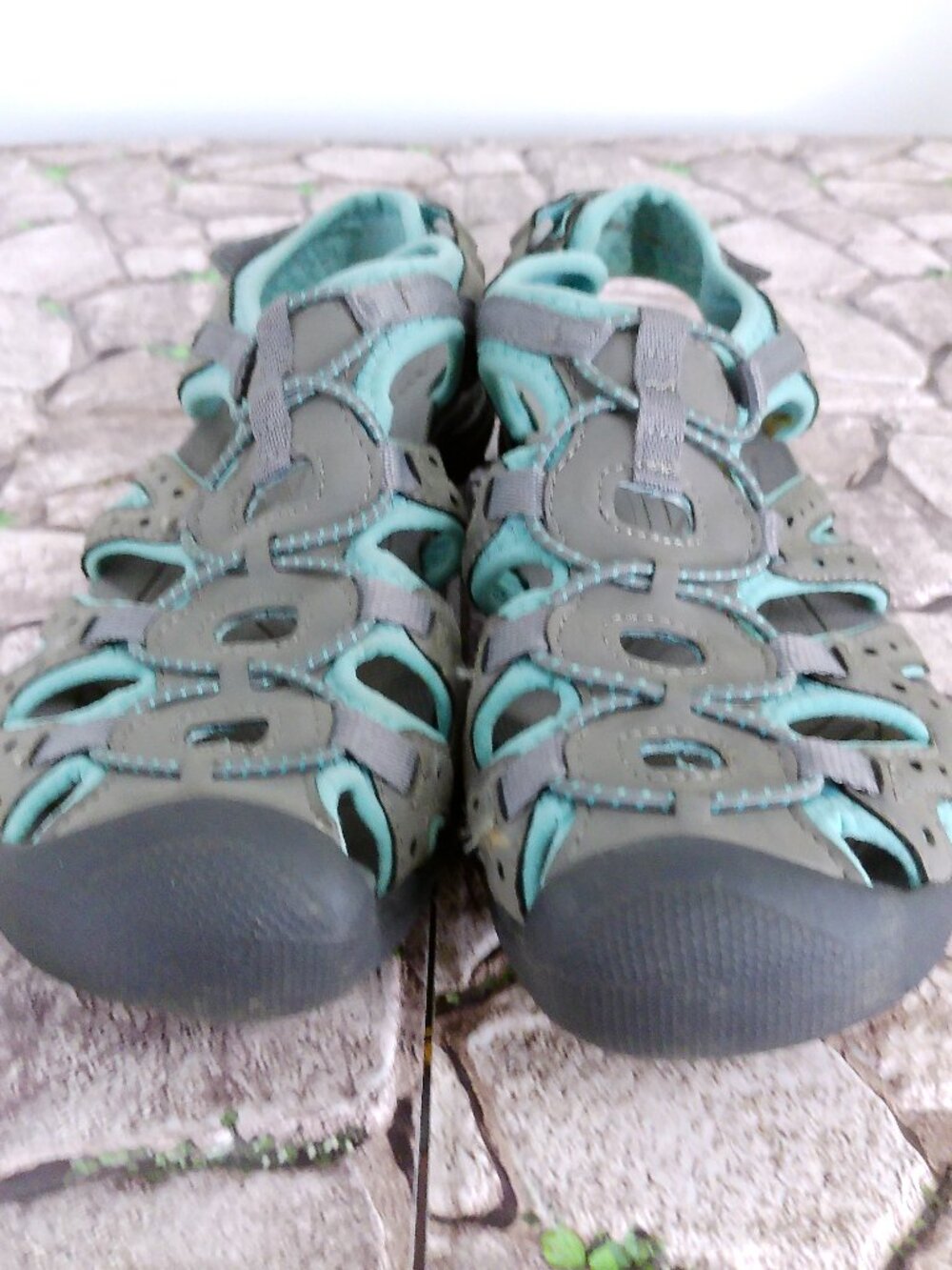 Earth Spirit Midway Women's Sport Sandals Grey Aqua Closed Toe Size 8 EUR 39